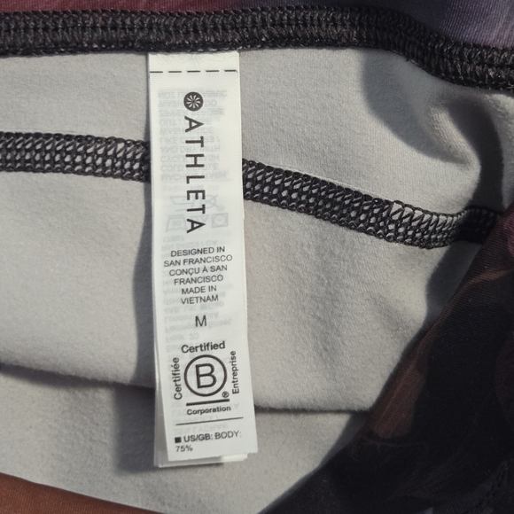 Athleta Womens Night Bloom Black Floral Rainier Printed Tights Leggings Medium - Picture 7 of 9